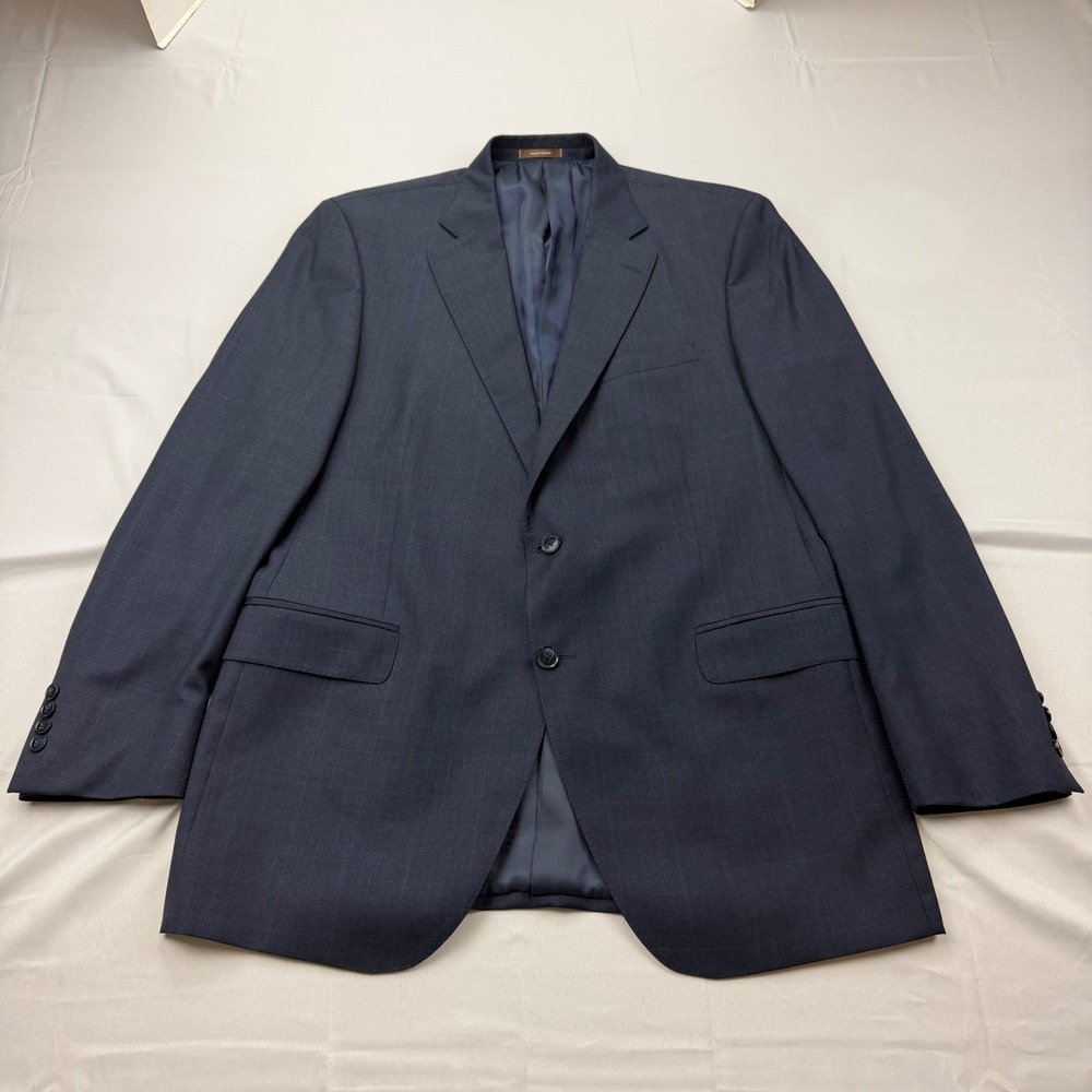 Peter Millar Sport Coat Mens 44T Blue Glen Plaid 100% Wool 2 Button Blazer Canad
